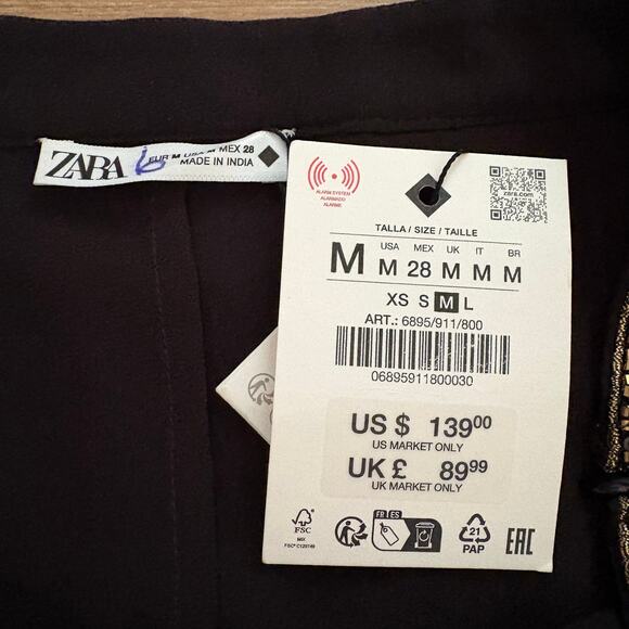 Zara Embroidered Embellished Mini Skirt M - Picture 2 of 9